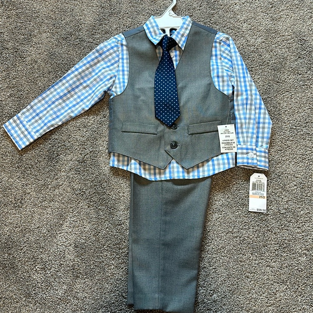 New! Nautica Little Boys 3-Pc Pants,Dress Shirt Vest Set & Tie
